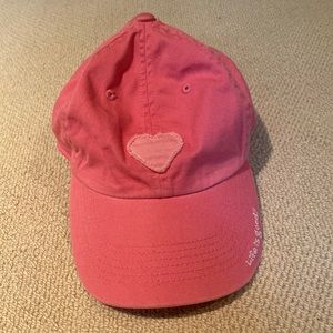 Life is Good pink baseball cap w heart. Like new -